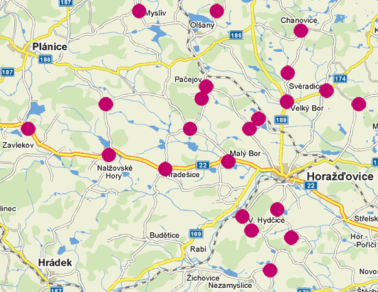 mapa knihoven